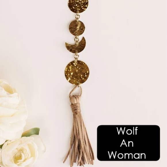BOHO Antique Gold Geometric Tassel Necklace - Picture 2 of 3